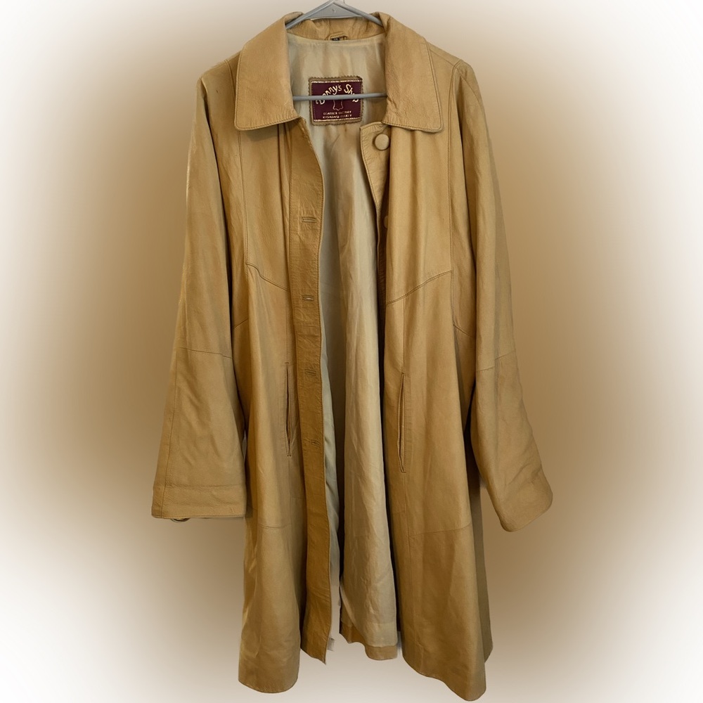 Benny’s Shop Leather Factory Yellow Leather Trench Coat - Size XXL
